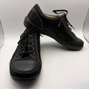 Finn Comfort Black Shine‎ Leather Lace Up Sneakers Comfort Shoes Women Size 37